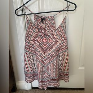 Pink and blue print top